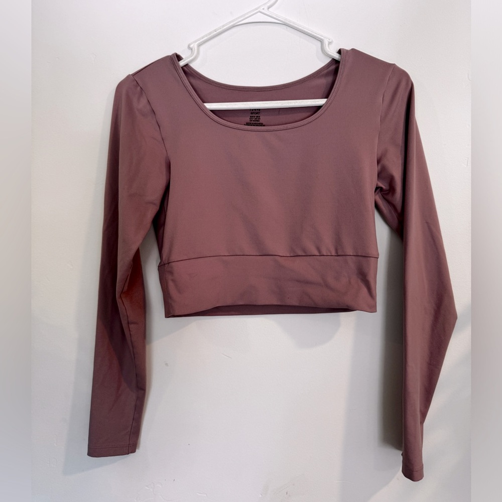 pink/purple H&M sports athletic cropped long sleeve